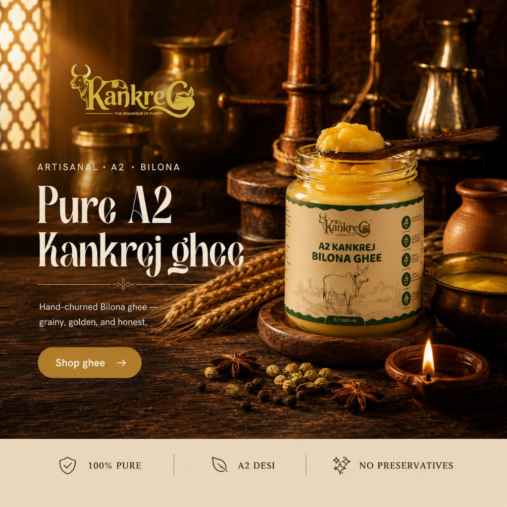 KankreG Pure A2 Bilona ghee — artisanal brand commerce site